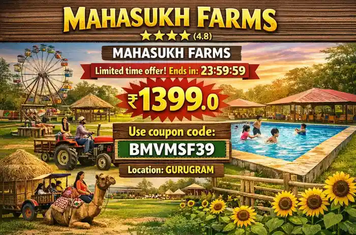Mahasukh Farmhouse Gurugram Day Outing Voucher | Food, Activities & Adventure – Book My Voucher